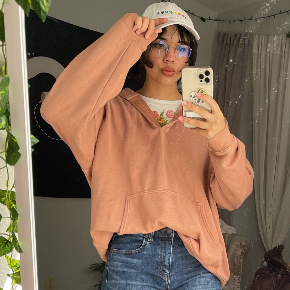 Oversized Cozy Soft Pink Aerie Pullover Hoodie - Picture 13 of 14